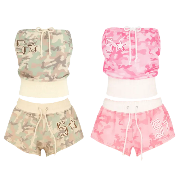 Camo Set   Camo Crop Top & Shorts Set