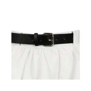 Flare Balloon Belted White Mini Skirt