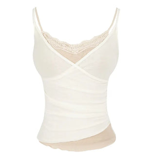 Milk Wrap Cami   Lace Bralette Layered Wrap Sleeveless