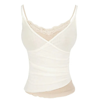 Milk Wrap Cami   Lace Bralette Layered Wrap Sleeveless