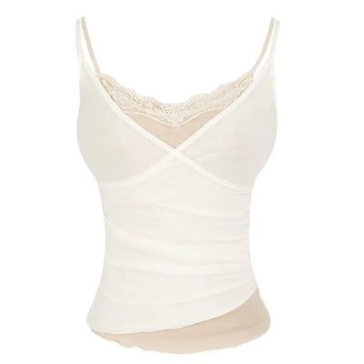 Milk Wrap Cami   Lace Bralette Layered Wrap Sleeveless