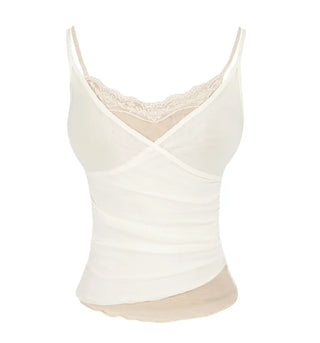 Milk Wrap Cami   Lace Bralette Layered Wrap Sleeveless
