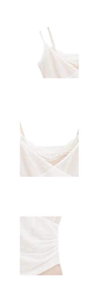Milk Wrap Cami   Lace Bralette Layered Wrap Sleeveless
