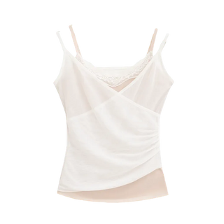 Milk Wrap Cami   Lace Bralette Layered Wrap Sleeveless