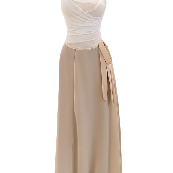 3pcs Set Beige Wrap Set   Mood Wrap Sleeveless & Skirt Set