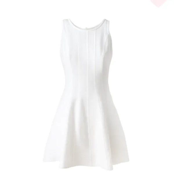 Sleeveless white flared one piece dress