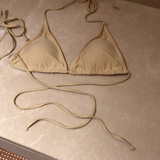Delicate skin tone waist cross strap bikini