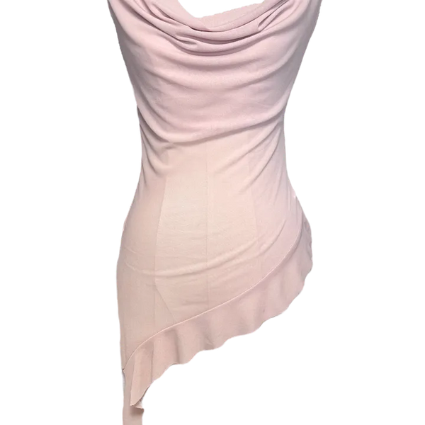 Beaded halter necklace sheer chiffon drape top