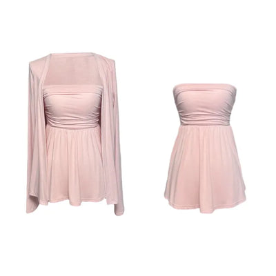 Yeriping Chalang Slim Fit Tube Top + Cardigan Set
