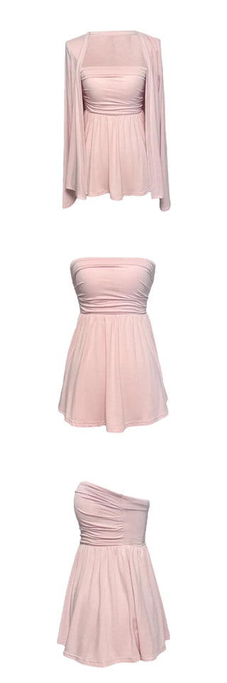 Yeriping Chalang Slim Fit Tube Top + Cardigan Set