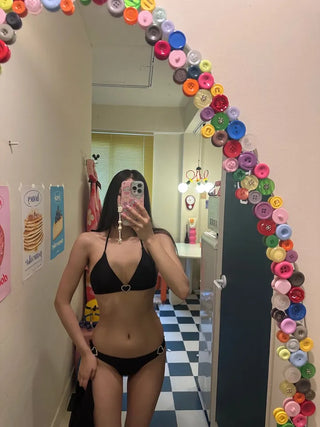 Cardigan set bikini cubic heart point three piece swimsuit cover