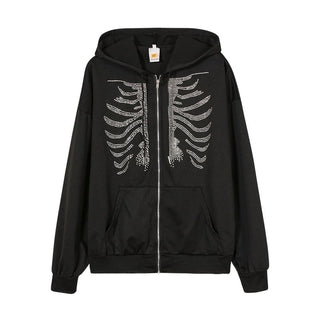 Y2K Rhinestone Skeleton Hoodie