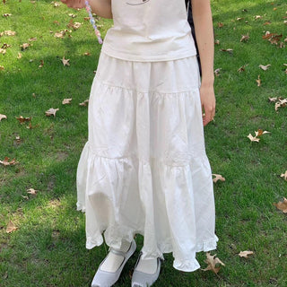 Tiered lace college skirt