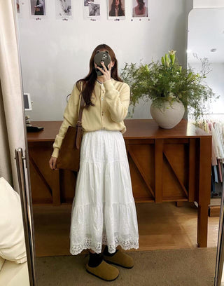 Cotton lace hollow skirt