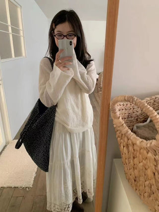 Cotton lace hollow skirt