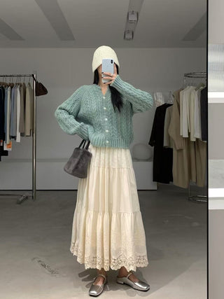 Cotton lace hollow skirt