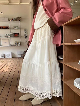 Cotton lace hollow skirt