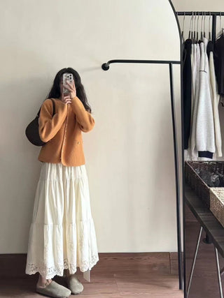 Cotton lace hollow skirt