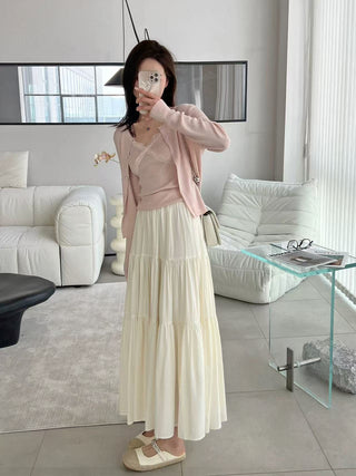 Pink layered A-line skirt