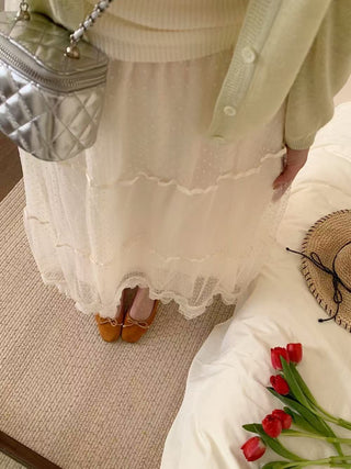 Flocked polka dot skirt
