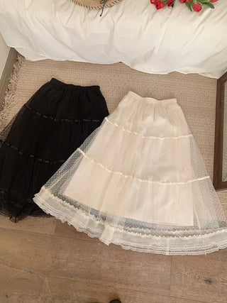Flocked polka dot skirt