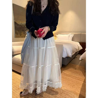 Flocked polka dot skirt