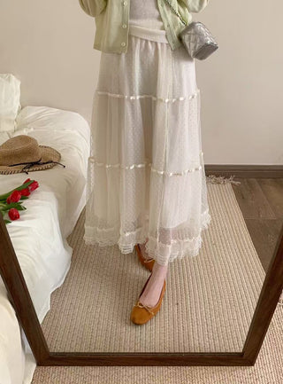 Flocked polka dot skirt