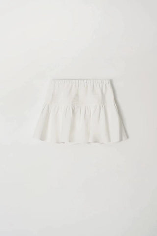 Lace-up short white skirt