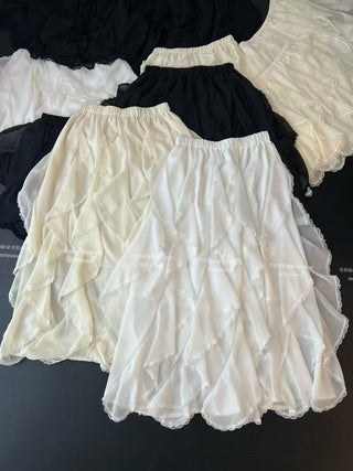 Retro ruffled bubble Chiffon skirt