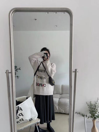 Winter wool pleated skirt