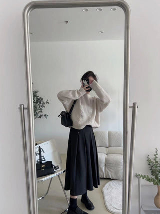 Winter wool pleated skirt