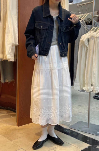 French lace cotton skirt