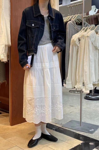 French lace cotton skirt
