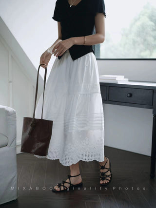 French lace cotton skirt
