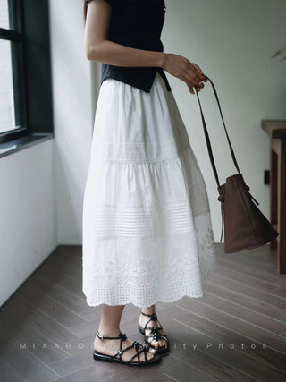French lace cotton skirt