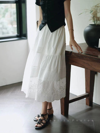 French lace cotton skirt