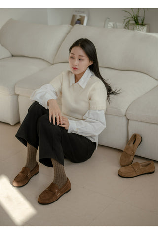Oz Fur-lined Suede Loafers 1cm