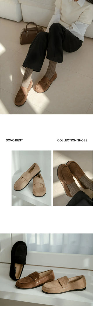 Oz Fur-lined Suede Loafers 1cm