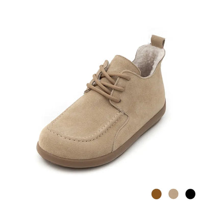 Commuse Cowhide Fur-Lined Flats 2cm