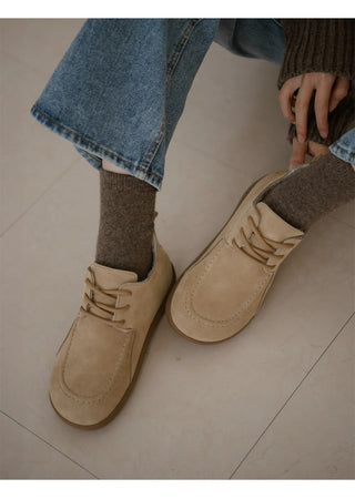 Commuse Cowhide Fur-Lined Flats 2cm