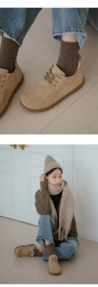 Commuse Cowhide Fur-Lined Flats 2cm