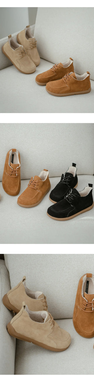 Commuse Cowhide Fur-Lined Flats 2cm