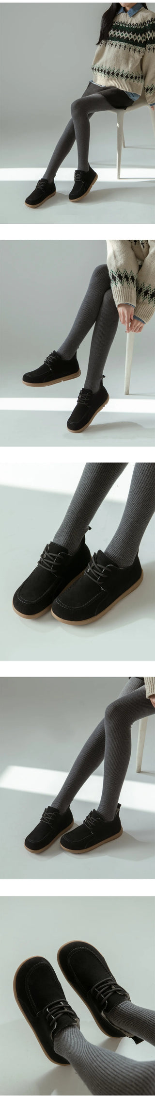 Commuse Cowhide Fur-Lined Flats 2cm