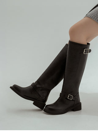Roughly Rider Leather Long Boots 4cm