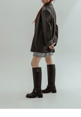 Roughly Rider Leather Long Boots 4cm