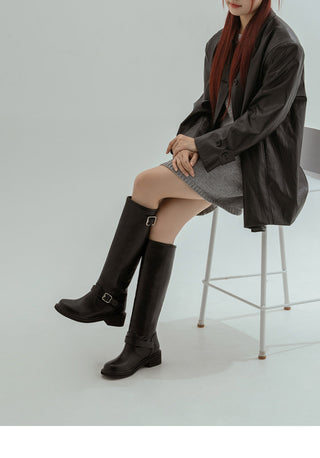 Roughly Rider Leather Long Boots 4cm