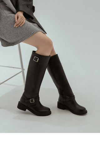 Roughly Rider Leather Long Boots 4cm
