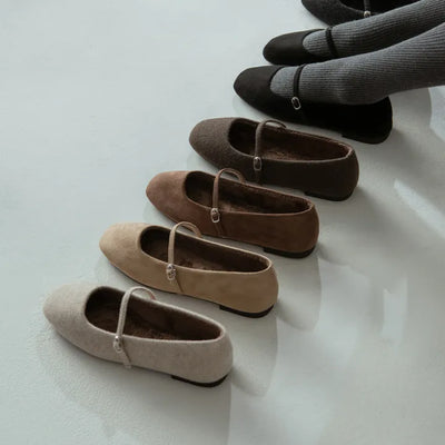 Molly Mary Jane Fur-Lined Flat Shoes 1cm