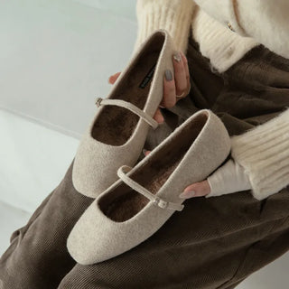 Molly Mary Jane Fur-Lined Flat Shoes 1cm