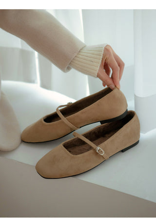 Molly Mary Jane Fur-Lined Flat Shoes 1cm